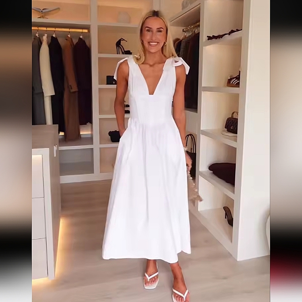 ZARA Flowy Poplin White Dress Size M L XL